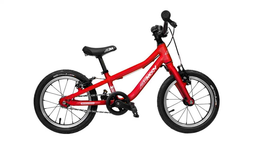 Vélo d'enfant BEMOOV 14 pouces rouge tornado très léger et optimisé pour un apprentissage parfait du vélo