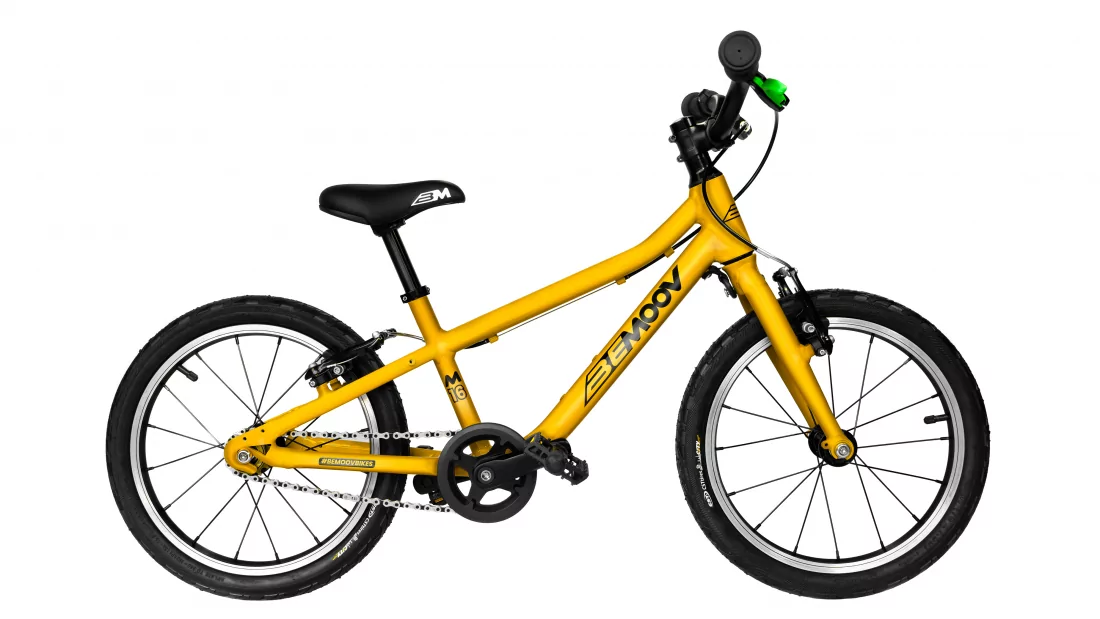 Vélo d'enfant BEMOOV 16 pouces jaune sunset très léger et optimisé pour un apprentissage parfait du vélo